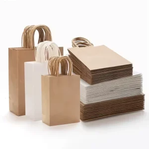 Custom Eco Biodegradable Durable Reusable Recyclable Kraft Paper Bag Portable Shopping Bag Daily Outing Gift Giving Scenarios