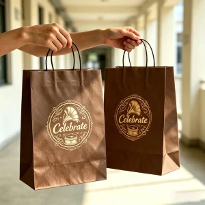 Custom Eco Friendly Biodegradable Shopping Bags Paper for Fast Food Packaging Restaurant Take Away Kraft Handle Paper Bag