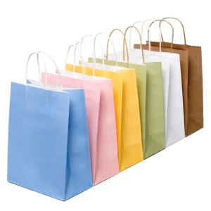 Custom Eco Friendly Kraft Paper Bag Twisted Handles Reusable Durable Digital Printing Custom Logo Any Size Promotion Bag