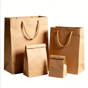 Custom Eco-Friendly Kraft Paper Tote Bags, Food-Safe for Coffee, Bread, Snacks & Grocery, Takeaway & Shopping