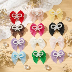 Custom Eco Friendly Polyester Holographic Iridescent Butterfly Bow Christmas Birthday Ballet Sweet Pearl Handmade