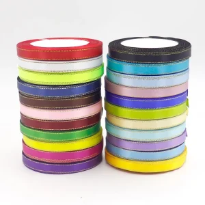 Custom Eco Friendly Polyester Solid Color Single sided Ribbon for Wedding Birthday Candy Box Gift Packaging Colorful Webbing Bow