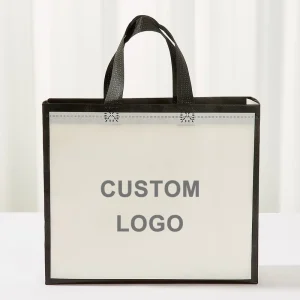 Custom Eco Friendly Recyclable Foldable Non Woven Shopping Tote Bag with Printed Logo for Clothing and Socks