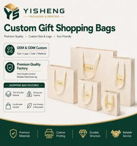 Custom Eco-Friendly Recyclable Paperboard Clothing Gift Bags with Ribbon Handles and Custom Logo for Retail Display