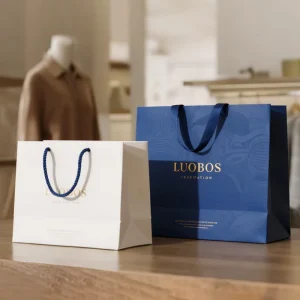 Custom Eco Friendly Recycled Art Paper Shopping Bag Luxury Stand Up Style for Supermarket Exhibition Promotion