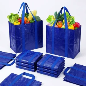 Custom Eco Friendly Waterproof Storage Reusable Laminated Large Webbing Shoulder Strap Shopping PP Woven Bag