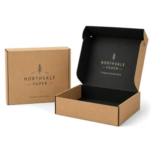 Custom Eco friendly Kraft Corrugated Airplane Mailer Box with Embossing Black Inner Gold Foil Logo Self Lock Shipping Carton OEM