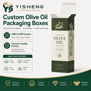 Custom Elegant Green White Papercard Olive Oil Bottle Packaging Paper Box with Olive Pattern for Gifts