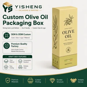 Custom Elegant Single Bottle Olive Oil Packaging Paper Box with White Cardboard for Supermarket Display