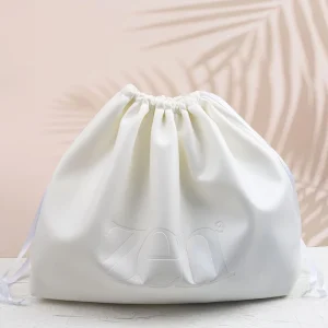 Custom Embossing Logo Pu Leather Drawstring Waterproof Dust Bag Luxury Clothes Shoes Pillow Packaging Pu Bag