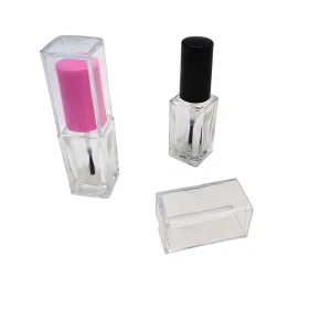 Custom Empty Transparent Glass Nail Polish Bottle with Cap with Brush Screen Printing OEM ODM Custom Logo