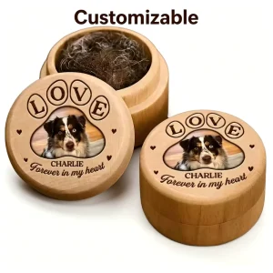 Custom Engraved Bamboo Pet Urn for Ashes with Photo and Name Personalized Memorial Keepsake Box for Dogs and Cats