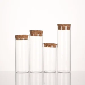 Custom Factory 37mm Straight Mouth Borosilicate Glass Storage Jars Screen Printing Custom Color Cork Lid for Kitchen
