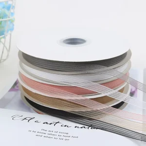 Custom Factory Eco Friendly Fashion Korean Striped Organza Yarn Ribbon Flower Bouquet Packaging Luxury Gift Wrap Bow Accessories