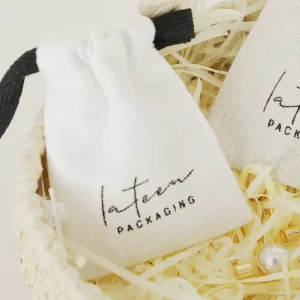 Custom Fashion Portable Reusable Jewelry Packaging Linen Dust Bag Drawstring Pouch