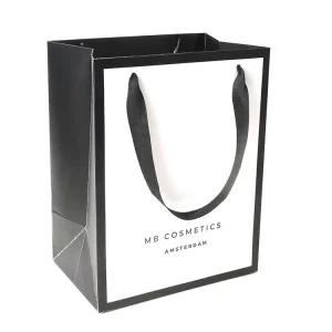 Custom Fashion Your Own Logo Print Cosmetics Luxury Gift Shopping Paper Bags With Button