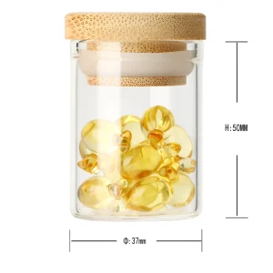 Custom Food Grade Glass Bottle Moisture Proof Good Sealing Bamboo Lid Food Storage Glass Bottle for Spice Cookies