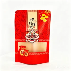 Custom Food Grade Kraft Paper Stand up Pouch Resealable Zip Lock Doypack Bag with Clear Window Packaging