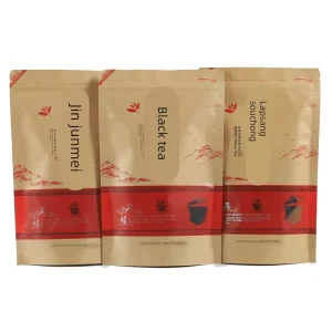 Custom Food Grade Kraft Paper Tea Packaging Bags Stand up Pouch with Resealable Zipper for Loose Leaf Tea Moisture proof Bag