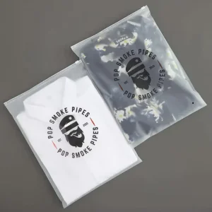 Custom Frosted Zipper Bag for Clothing Packaging Transparent Plastic Zip Lock Bag with Logo for T Shirts