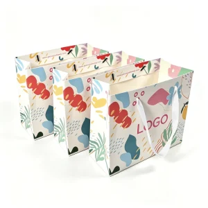 Custom Full Color Printed Paper Bags with Handles Retail Paper Shopping Bag for Wrapping Small Gift Candies Cosmetics