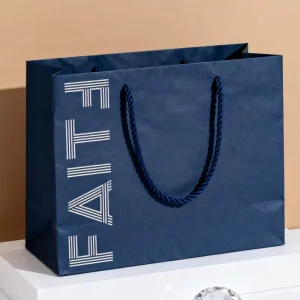 Custom Gold Foil Luxury Paper Bags Handmade Jewelry Bracelet Packaging Gift Shopping Bag with Ribbon Close with Your Own logo
