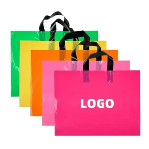 Custom Gravure Printed Recyclable HDPE Tote Shopping Bags with Handles Personalized Brand Custom Color Supermarket Boutique Use
