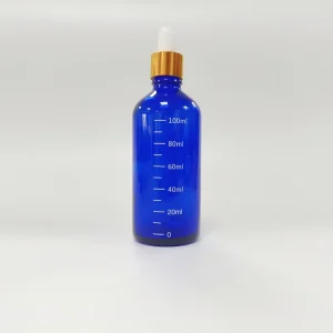 Custom Green Blue Glass Bottles with Glass Eye Droppers for Essential Oils Sample Liquid Perfume Container Round
