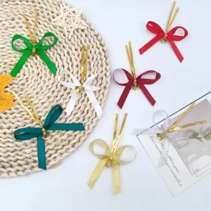Custom Hand made Polyester Bow Bell for Christmas Tree Gift Packaging Wedding Party Decoration Eco Friendly DIY Crafted Ribbon