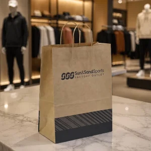 Custom Handmade Classic Style Twisted Handle Coated Kraft Eco Friendly Brown Grocery Clothing Packaging Paper Bag Glossy