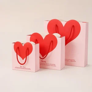 Custom Heart Shaped Tote Bags and Gift Bags Exquisitely Crafted Packaging Bags and Paper Bags from the Factory