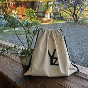 Custom High Quality Recycled Black Cotton Dust Bag Drawstring Shopping Bags Printed Logo