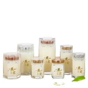 Custom High Quality Transparent 360 ml Glass Container 750 ml Glass Jar for Honey Packaging with Metal Lid