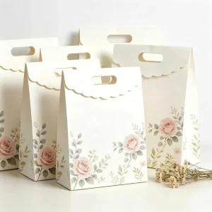 Custom Holiday Durable Eco-Friendly Kraft Paper Gift Bags with Handmade Cardboard Flip-Top Packaging
