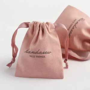 Custom Jewelry Bag Logo Drawstring Fragrance Dust Bag Chic Gift Bag Suede Vintage Luxury Earrings Jewelry Pouch With Logo