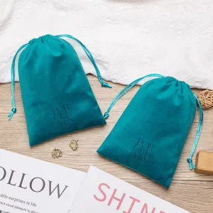Custom Jewelry Packaging Drawstring Pouch Velvet Dust Gift Cosmetic Packaging Bag for Small Business