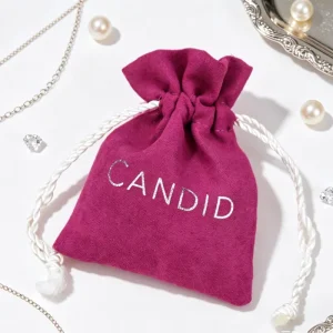 Custom Jewelry Packaging Pouch with Drawstring Suede Velvet Bag for Necklace Rings Gift Storage Dust Bag with logo