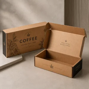 Custom Kraft Corrugated Mailer Box for Coffee Gift Set Packaging with Insert