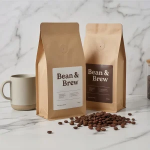 Custom Kraft Paper BOPP Stand up Coffee Bags with Degassing Air Release Valves for Resealable Pouches for Pet Food Milk