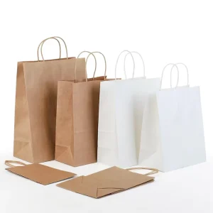 Custom Kraft Paper Bag Customise logo Portable Paper Bag Reusable Shopping Packing Bag for Food Takeaway Coffee Bakery