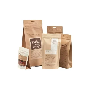 Custom Kraft Paper Bag Flat Bottom Pouch Coffee Zipper Bag With Logo and Airplane Hole Eco-Friendly Reusable Stand up Pouches