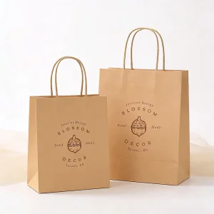 Custom Kraft Paper Bag with Logo Eco Friendly Shopping Dress Clothing Gift Paper Bag Food Takeaway Paper Bag with Twisted Handle
