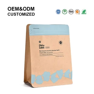 Custom Kraft Paper Coffee Bags with One Way Valve for Powder Food Packaging Stand up Pouches