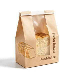 Custom Kraft Paper Side Gusset Bread Bag With Clear Window and Tin Tie Closure Bakery Toast Food Packaging Storage Bag