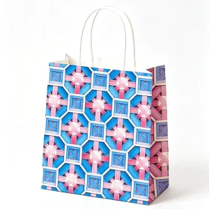 Custom Kraft Paperboard Gift Bags with Lamination Eco-Friendly Supermarket Takeout Packaging Foldable Design