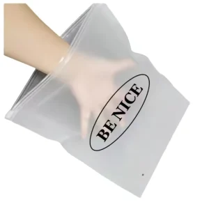 Custom LDPE Plastic Bags with Gravure Printed Transparent Logo Frosted Zipper for Clothing Socks Shoes and Cosmetics Packaging