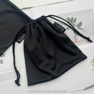 Custom Label Logo Small Medium Size Black Microfiber Cloth Drawstring Dust Bag Sunglasses Pouch Dust Bag for Jewelry Comb