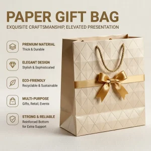 Custom Laminated Eco-Friendly Recyclable Luxury Kraft Paper Bags for Promotion Supermarket Shopping Aseptic Microwaves Logo