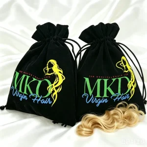 Custom Large Black Drawstring Velvet Bag Suede Dust Pouch for Hair Storage Makeup Hair Dryer Slippers Clothes Packaging