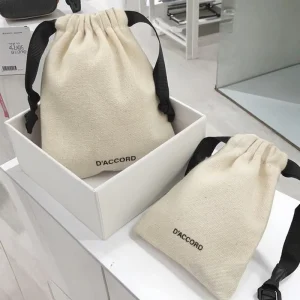 Custom Large Capacity Recyclable Storage Drawstring Canvas Pocket Luxury Dust Bag Packaging Handbags
